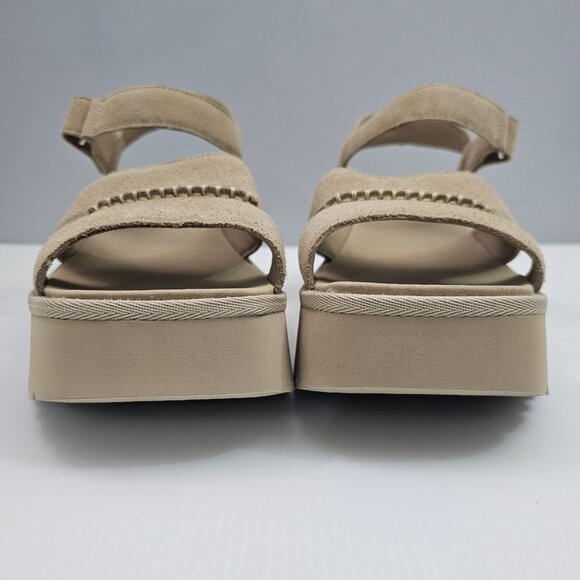 NEW UGG New Heights Sandal Womens 12 Tan Suede Platform Chunky Wedge Ankle Strap - Picture 6 of 14